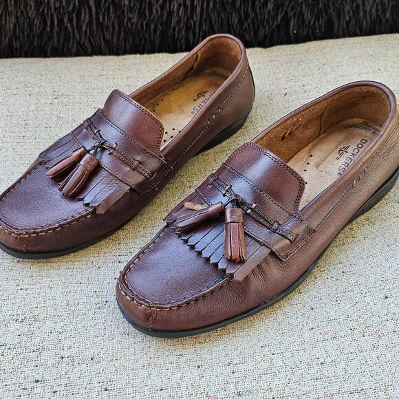 Dockers Men Brown Leather Upper Freestone Slip On Moccasin Shoes Size 9M - Picture 1 of 13